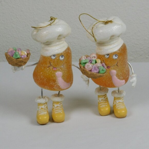2 Kurt Adler Gumdrop Guy Chef Ornament Candy Cone Cake Posable Treats Retired - Picture 1 of 11